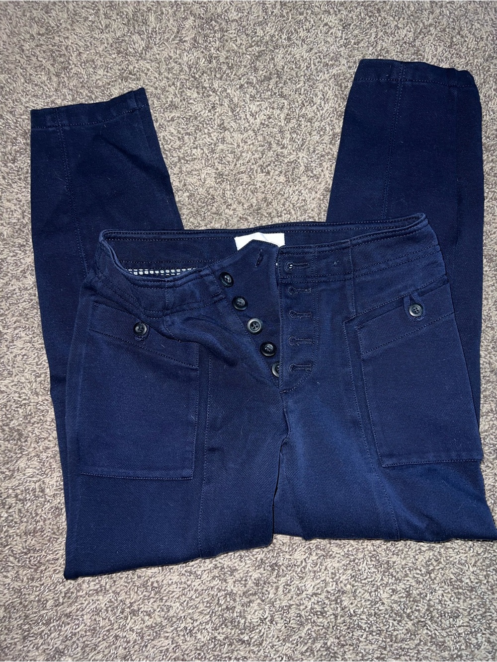 Anthropologie Navy Button-Front Womens Pants